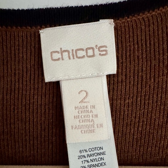 New Chico’s Open Front Cardigan Black Brown Knit Fall Jacket Size 2 (US 12) - Picture 4 of 5